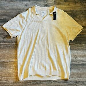 Hollister Cream Textured Polo Shirt